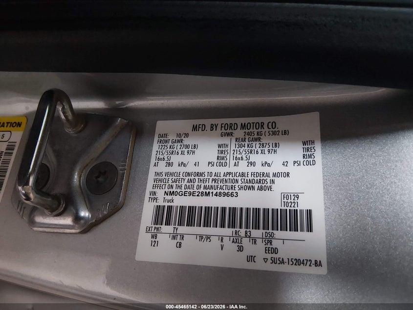 2021 FORD TRANSIT WAGON 2.0L I-4 DI, DOHC, VVT, 162HP