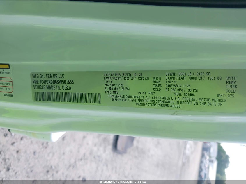 2025 Jeep Wrangler 4-Door Summit 4X4 VIN: 1C4PJXDN6SW501856 Lot: 45465273