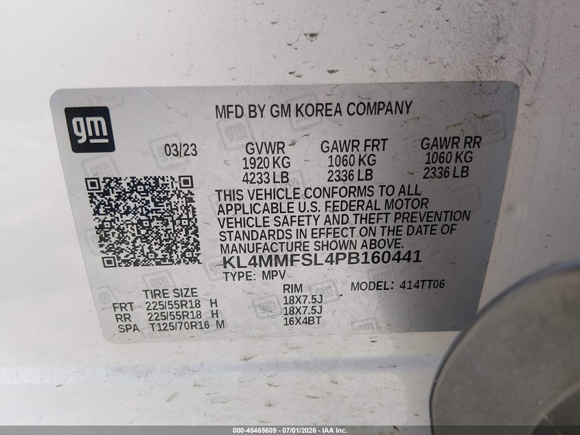 2023 Buick Encore Gx Essence Fwd VIN: KL4MMFSL4PB160441 Lot: 45465609