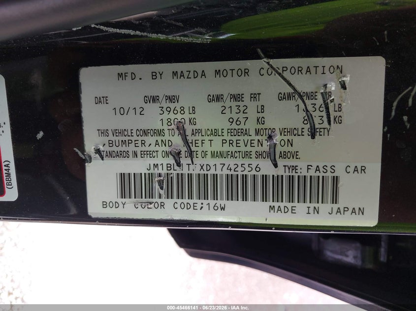 2013 MAZDA 3 SEDAN 2.0L I-4 DOHC, VVT, 148HP