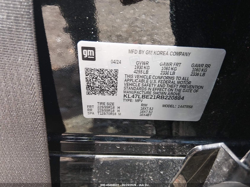2024 Buick Envista Sport Touring Fwd VIN: KL47LBE21RB220884 Lot: 45466531
