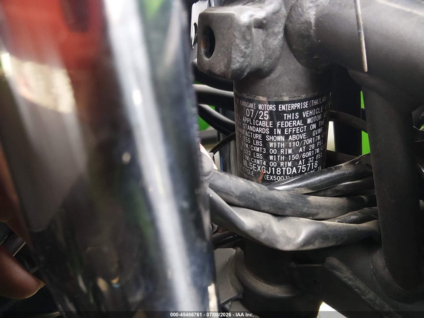 2026 Kawasaki Ex500 A/B VIN: ML5EXGJ18TDA75718 Lot: 45466761