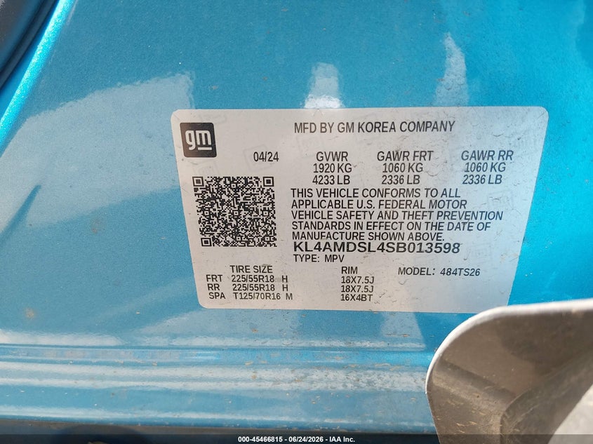 2025 Buick Encore Gx Sport Touring Fwd VIN: KL4AMDSL4SB013598 Lot: 45466815