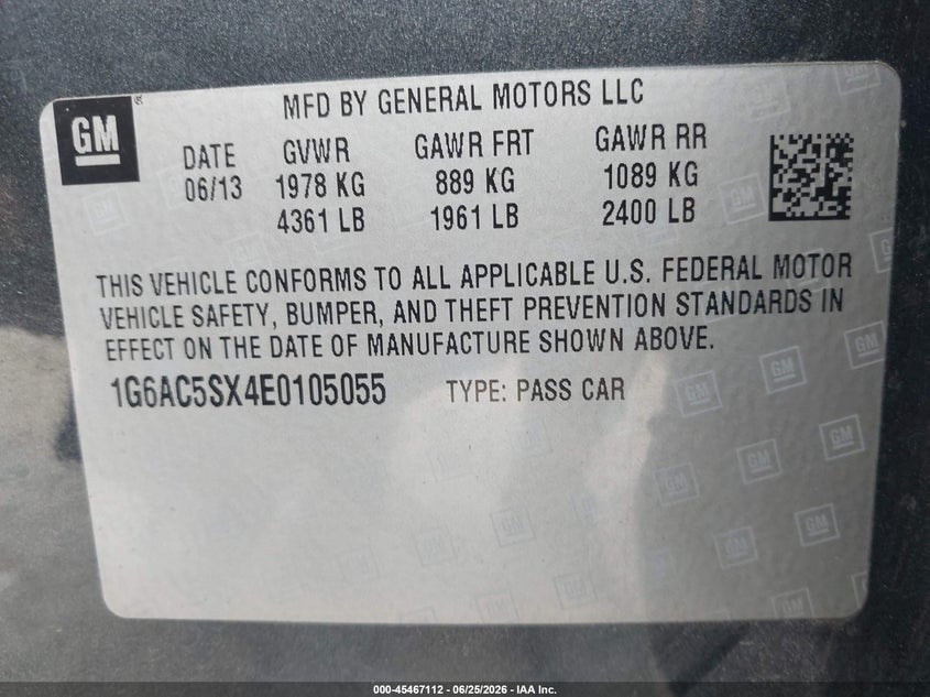 2014 Cadillac Ats Performance VIN: 1G6AC5SX4E0105055 Lot: 45467112