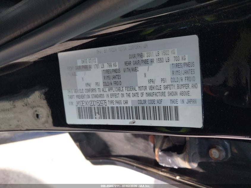 2013 Mazda Mazda2 Sport VIN: JM1DE1KY2D0152976 Lot: 45467211