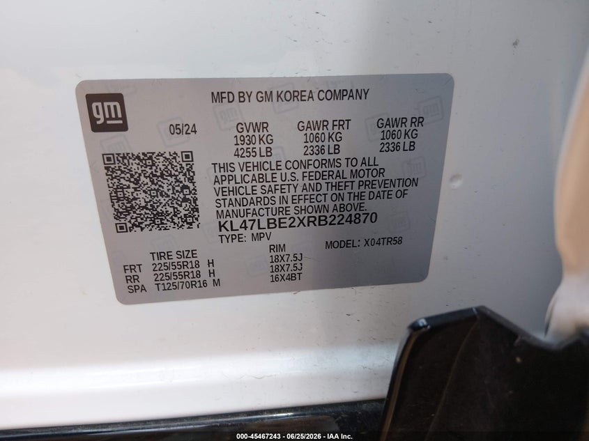 BUICK ENVISTA 2024 VIN KL47LBE2XRB224870