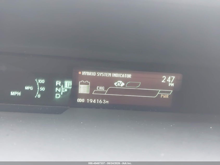 2012 TOYOTA PRIUS HATCHBACK 1.8L I-4 DOHC, VVT, 98HP