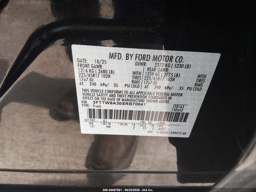 2025 FORD MAVERICK TRUCK 2.5L I-4 DOHC, VVT, 162HP