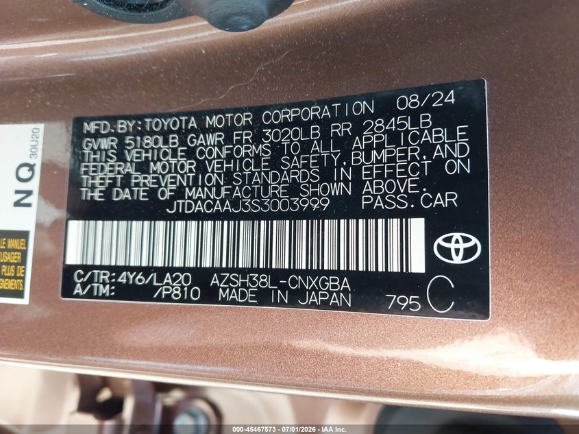 2025 Toyota Crown Signia Limited VIN: JTDACAAJ3S3003999 Lot: 45467573