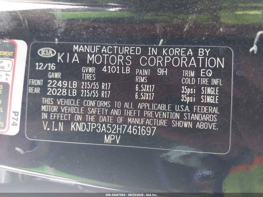 2017 KIA SOUL HATCHBACK 2.0L I-4 DI, DOHC, VVT, 161HP