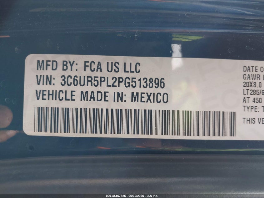 2023 Ram 2500 Limited Longhorn 4X4 6'4 Box VIN: 3C6UR5PL2PG513896 Lot: 45467825