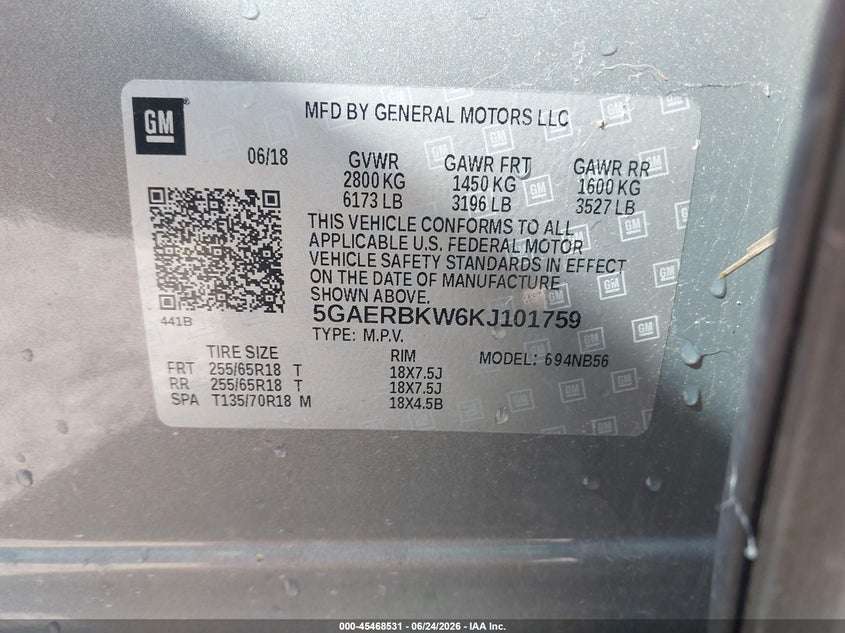 2019 Buick Enclave Fwd Essence VIN: 5GAERBKW6KJ101759 Lot: 45468531