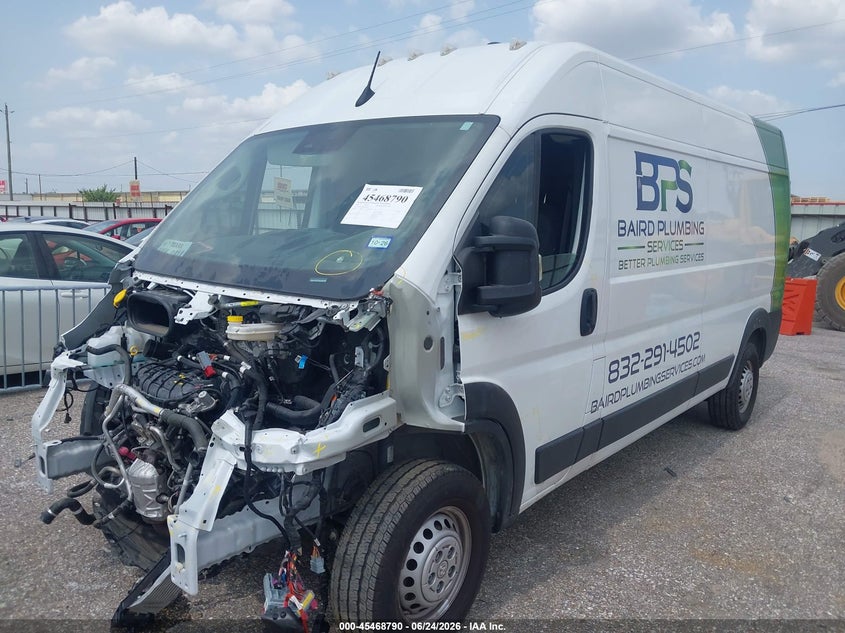 Vin: 3c6lrvdg7se560591, lot: 45966927, ram promaster 2500 tradesman high roof 159 wb w/pass seat 20252