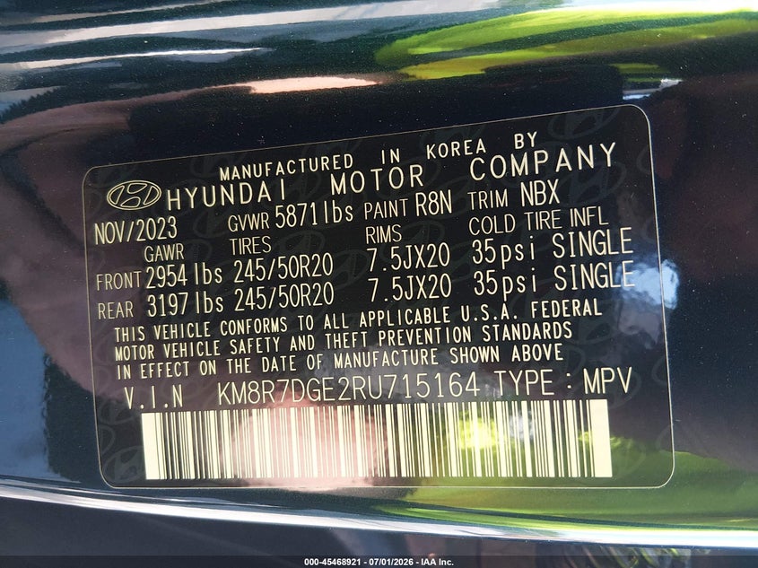 2024 Hyundai Palisade Calligraphy VIN: KM8R7DGE2RU715164 Lot: 45468921