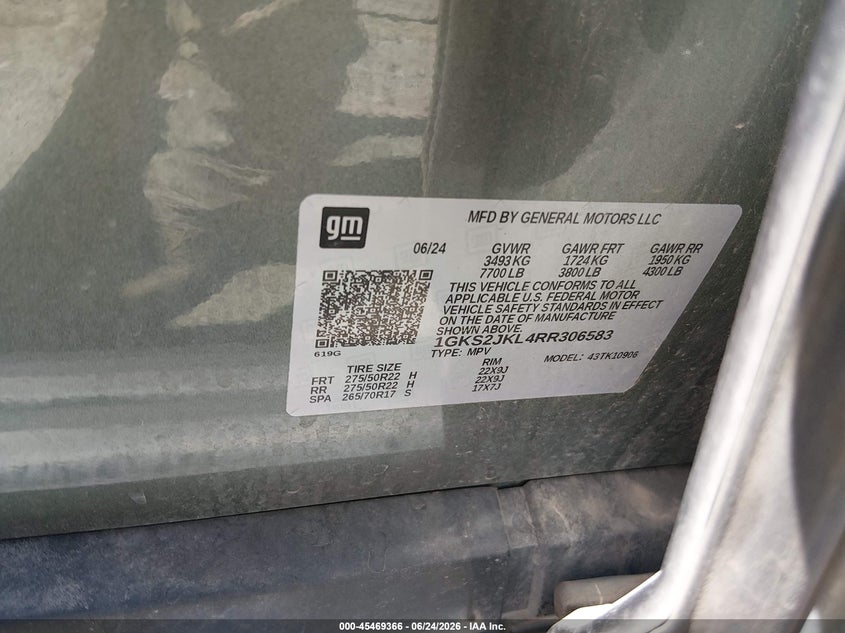 GMC YUKON XL 2024 VIN 1GKS2JKL4RR306583