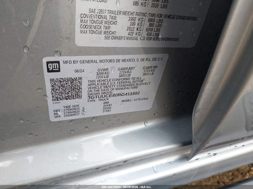 2024 GMC Sierra 1500 4Wd Short Box Elevation With 3Sb VIN: 3GTUUCE80RG411882 Lot: 45470554