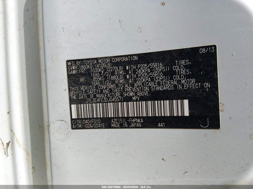 2013 Scion Xb VIN: JTLZE4FE3DJ045571 Lot: 45470680