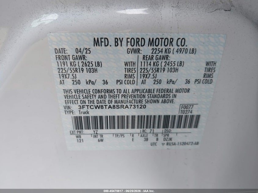 2025 FORD MAVERICK TRUCK 2.0L I-4 DI, DOHC, VVT, TURBO, 250HP