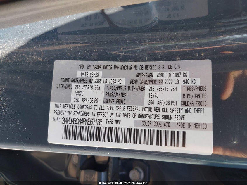 MAZDA CX-30 2023 VIN 3MVDMBCM4PM567186