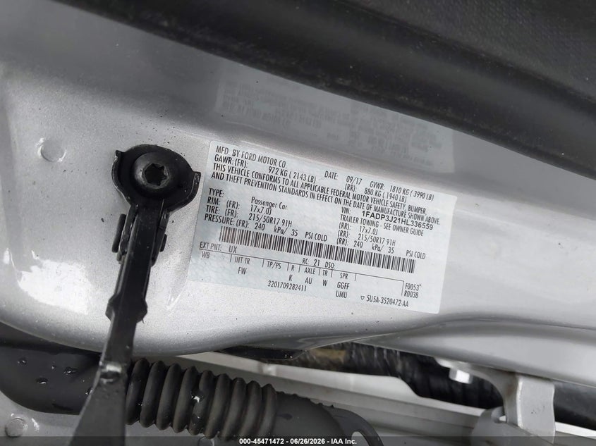 2017 FORD FOCUS SEDAN 2.0L I-4 DI, DOHC, VVT, 160HP