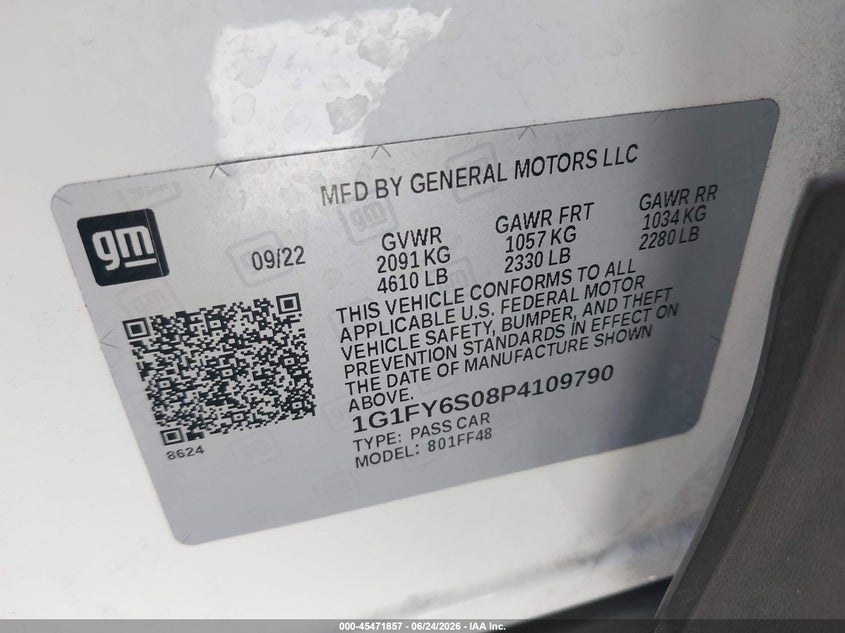 2023 Chevrolet Bolt Euv Fwd Lt VIN: 1G1FY6S08P4109790 Lot: 45471857