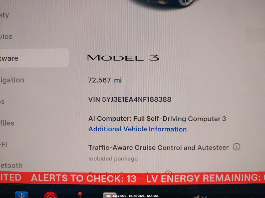 2022 Tesla Model 3 Rear-Wheel Drive VIN: 5YJ3E1EA4NF188388 Lot: 45472239