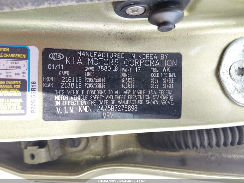 2011 KIA SOUL HATCHBACK 2.0L I-4 DOHC, VVT, 142HP