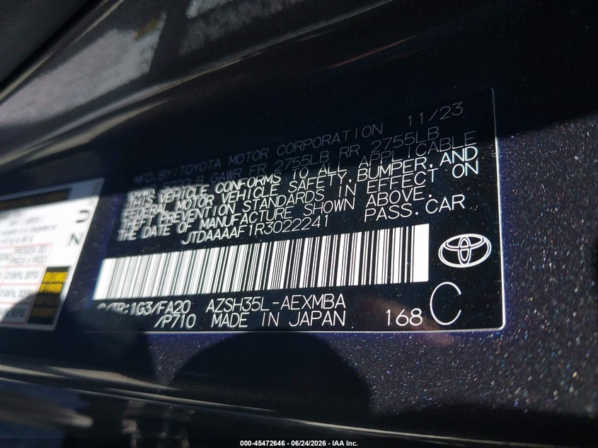 2024 Toyota Crown Xle VIN: JTDAAAAF1R3022241 Lot: 45472646
