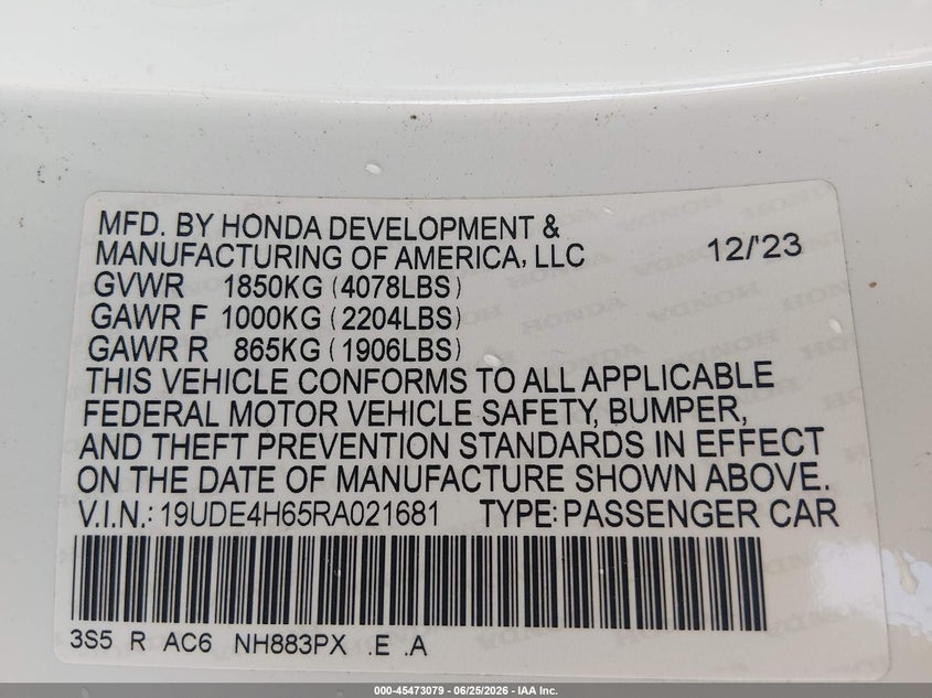 2024 Acura Integra A-Spec Technology VIN: 19UDE4H65RA021681 Lot: 45473079