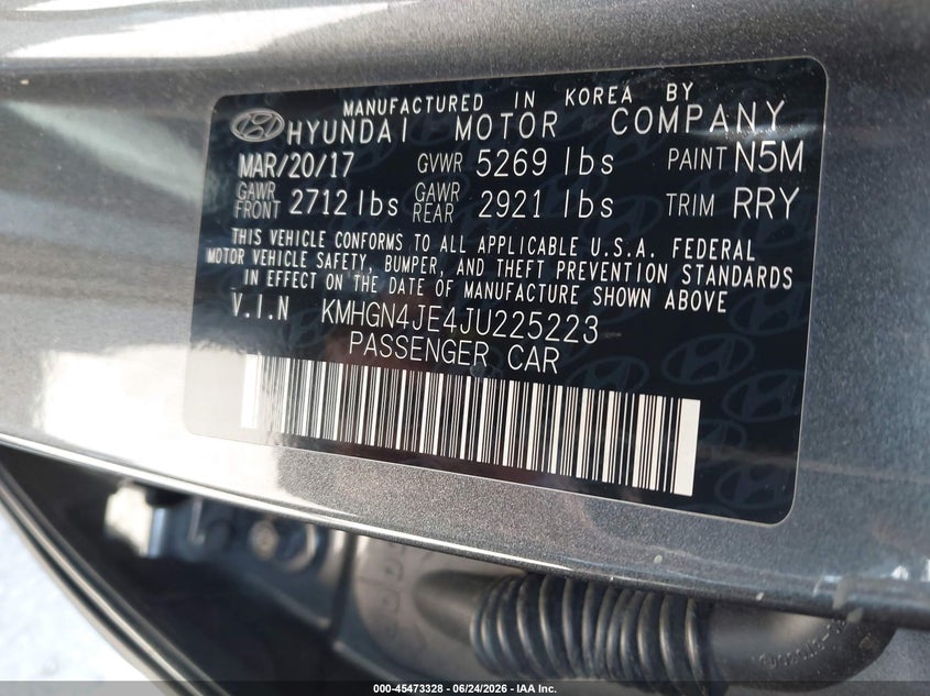 2018 Genesis G80 3.8 VIN: KMHGN4JE4JU225223 Lot: 45473328