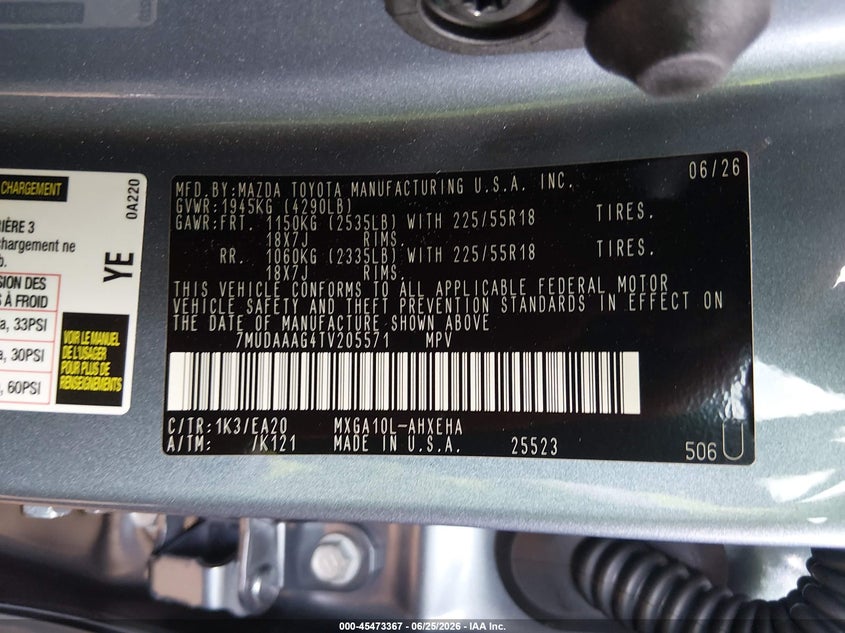 2026 Toyota Corolla Cross Xle VIN: 7MUDAAAG4TV205571 Lot: 45473367