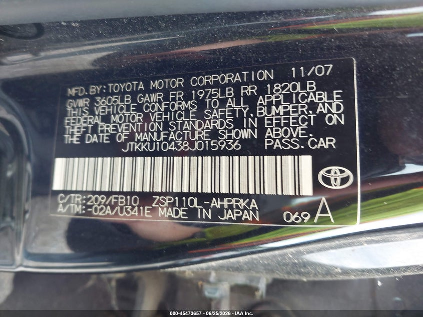 2008 Scion Xd VIN: JTKKU10438J015936 Lot: 45473657