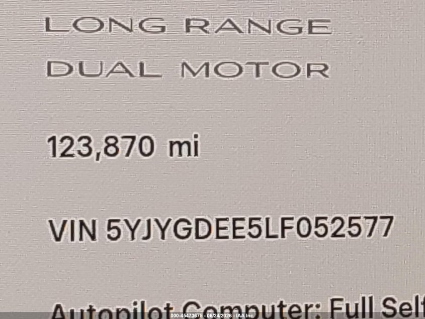 2020 TESLA MODEL Y SPORT UTILITY VEHICLE ELECTRIC