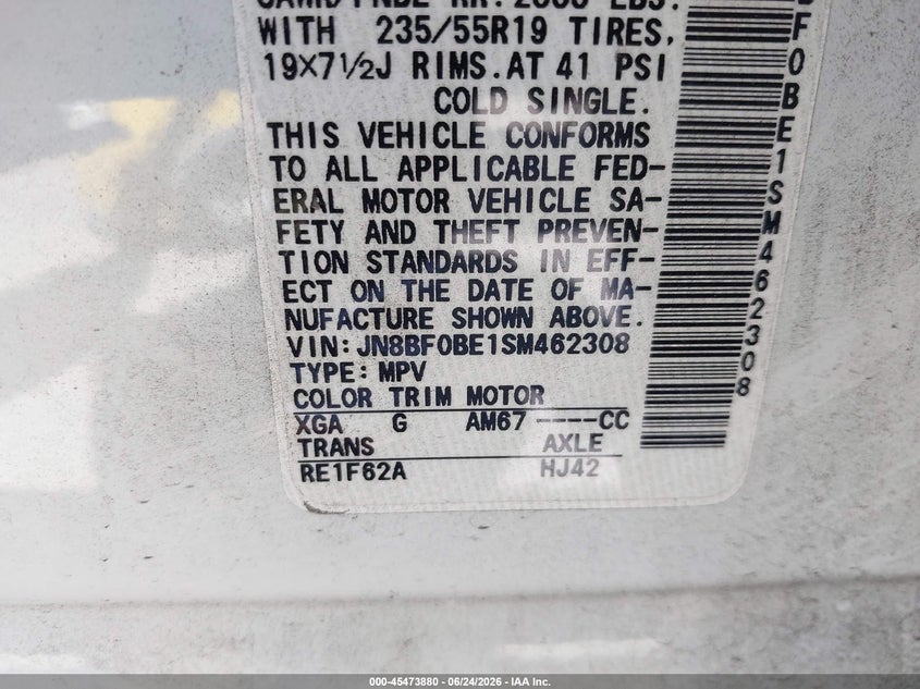 2025 Nissan Ariya Evolve+ VIN: JN8BF0BE1SM462308 Lot: 45473880