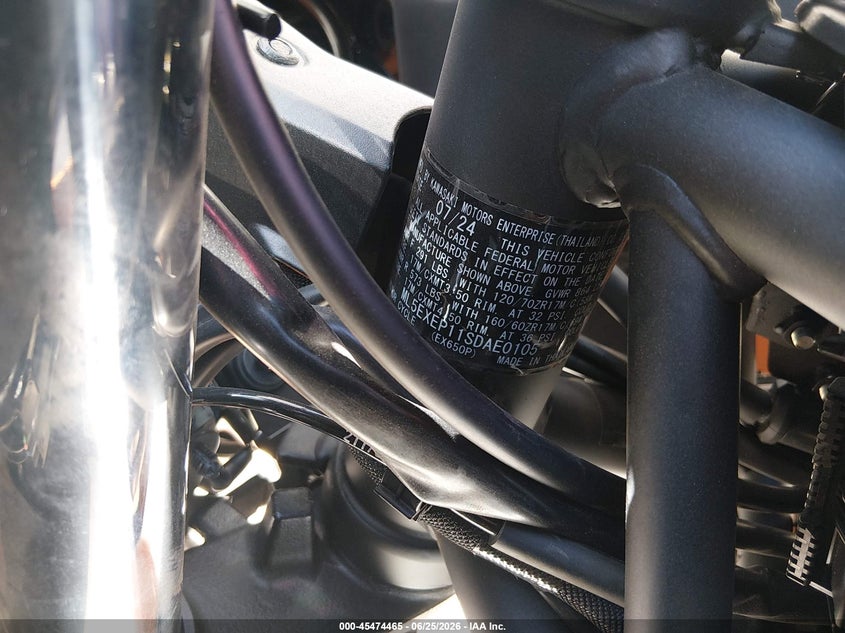 2025 Kawasaki Ex650 P VIN: ML5EXEP11SDAE0105 Lot: 45474465