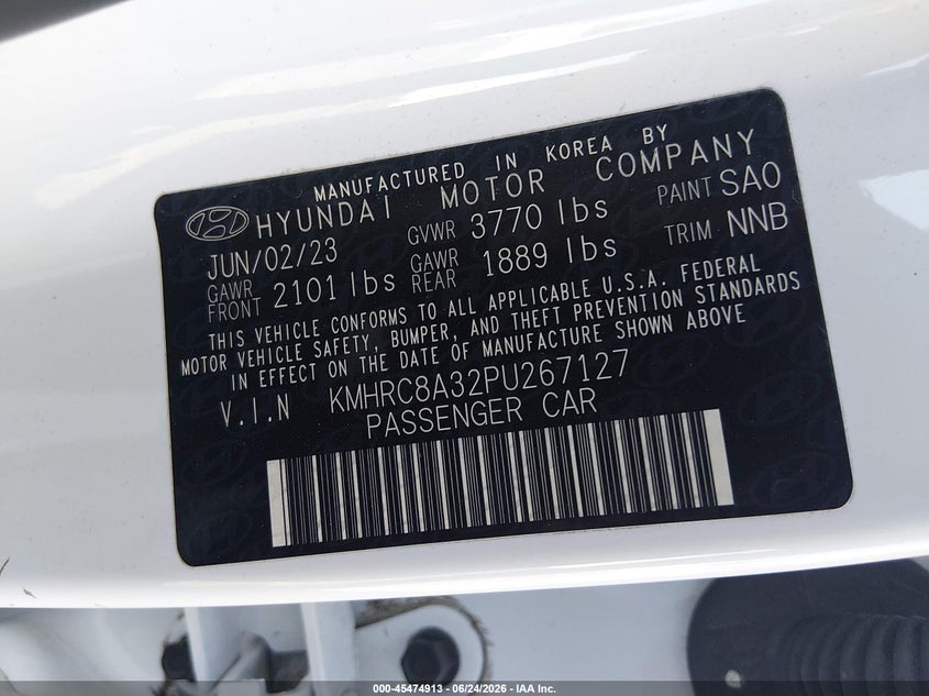 2023 Hyundai Venue Limited VIN: KMHRC8A32PU267127 Lot: 45474913
