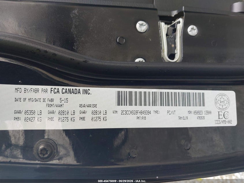 2015 Chrysler 300C Platinum VIN: 2C3CCASG9FH849394 Lot: 45475009