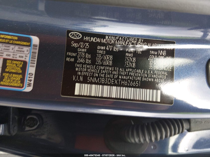 HYUNDAI TUCSON 2026 VIN 5NMJB3DEXTH626651