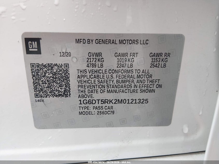 2021 Cadillac Ct5 Premium Luxury VIN: 1G6DT5RK2M0121325 Lot: 45476574