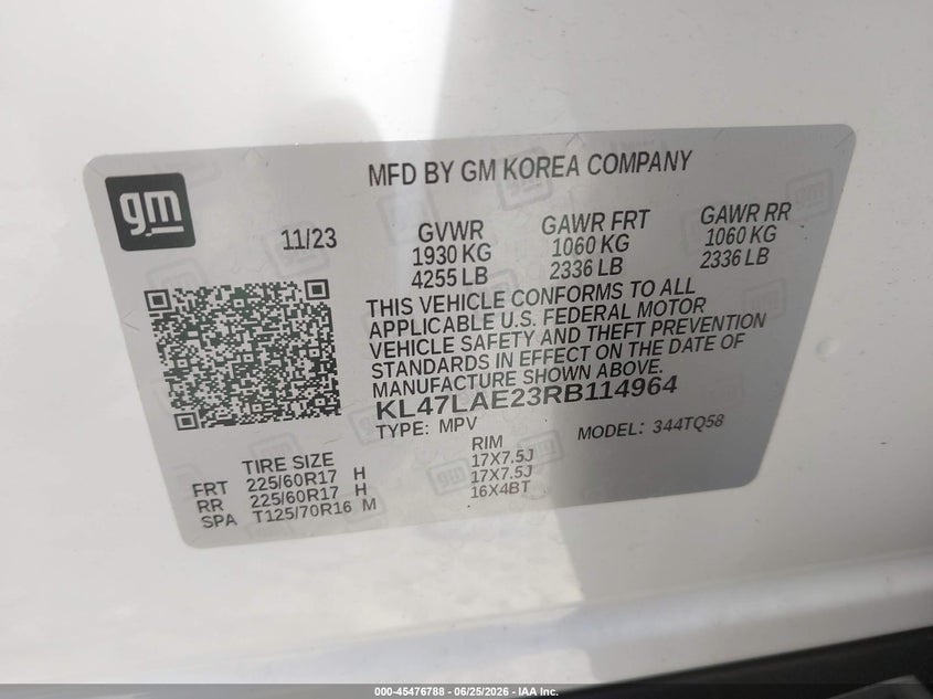 2024 Buick Envista Preferred Fwd VIN: KL47LAE23RB114964 Lot: 45476788