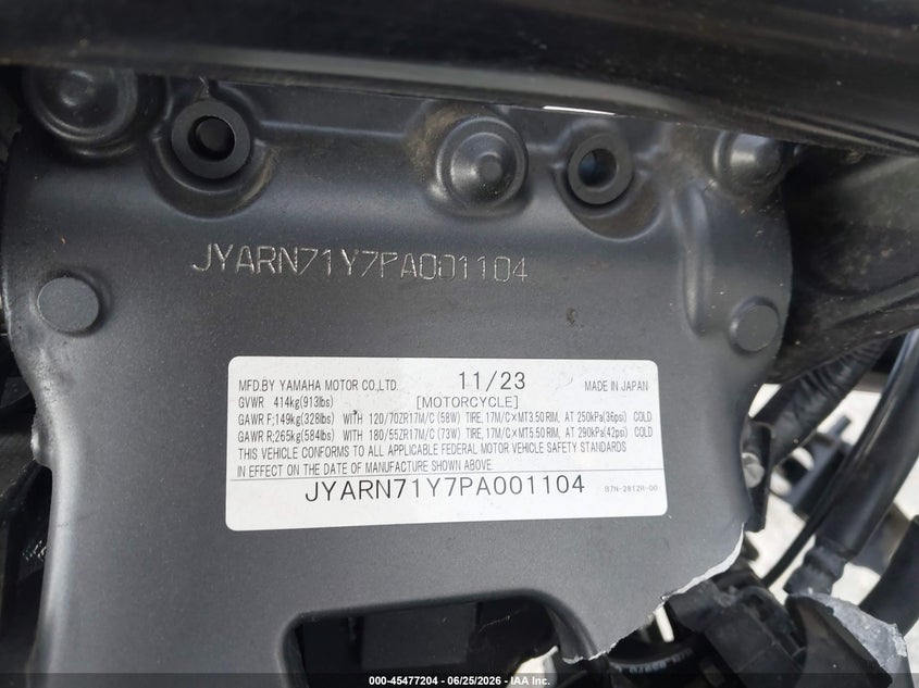 2023 Yamaha Mt09 C VIN: JYARN71Y7PA001104 Lot: 45477204