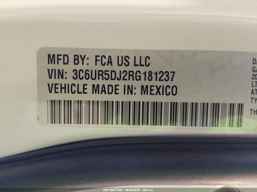 RAM 2500 2024 VIN 3C6UR5DJ2RG181237