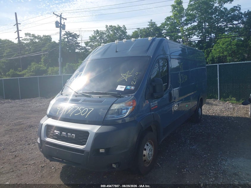 Vin: 3c6urvjg8ke551603, lot: 45975682, ram promaster 3500 cargo van high roof 159 wb ext 20192