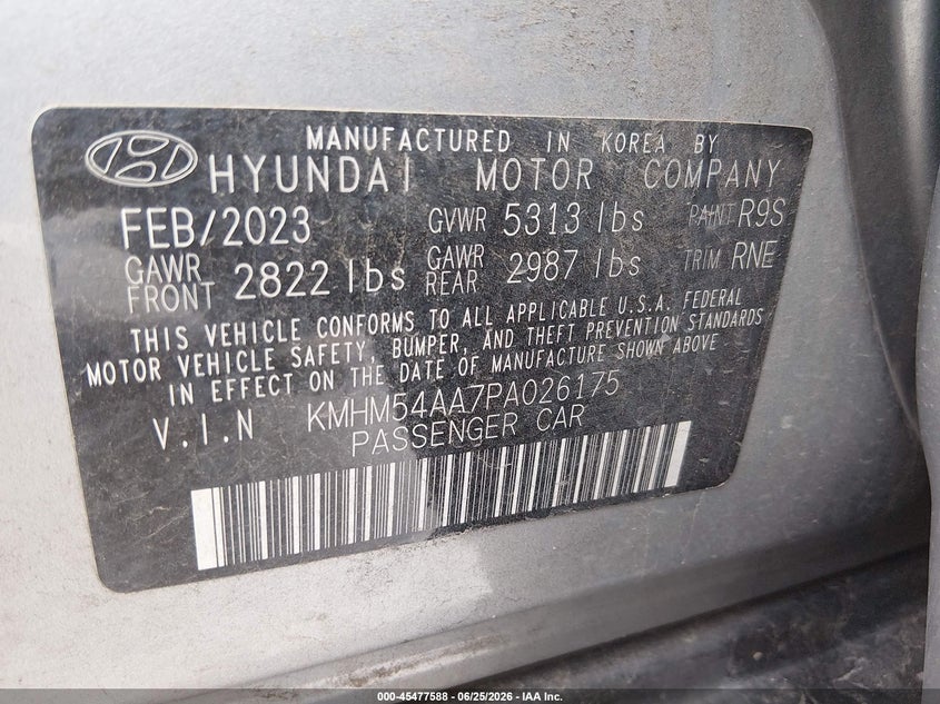 2023 Hyundai Ioniq 6 Limited VIN: KMHM54AA7PA026175 Lot: 45477588