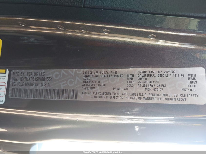 2025 Jeep Wrangler 4Xe Sahara 4Xe VIN: 1C4RJXP61SW601554 Lot: 45478073