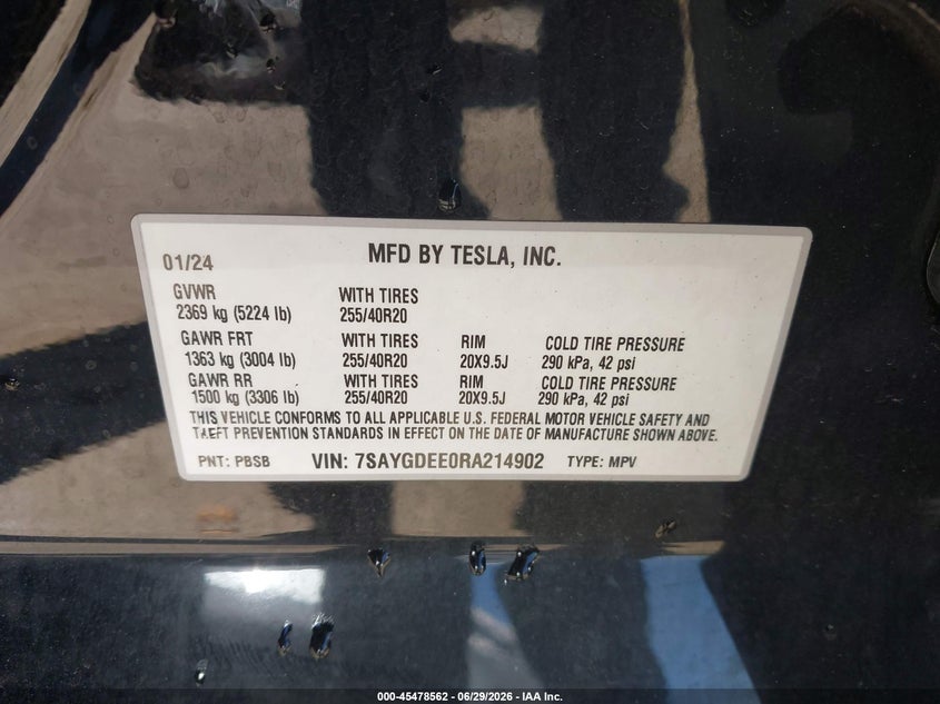 2024 TESLA MODEL Y SPORT UTILITY VEHICLE ELECTRIC