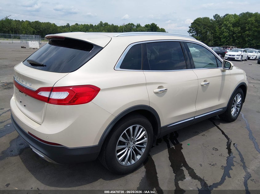 Vin: 2lmtj6kr6gbl60990, lot: 45976903, lincoln mkx select 20164