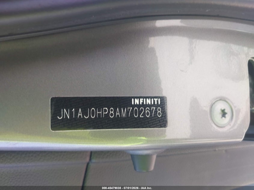 2010 Infiniti Ex35 Journey VIN: JN1AJ0HP8AM702678 Lot: 45479038