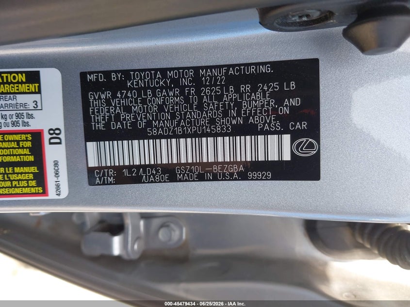 2023 LEXUS ES SEDAN 3.5L V-6 DI, DOHC, VVT, 302HP