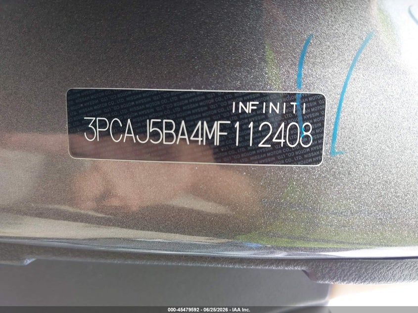 2021 Infiniti Qx50 Luxe VIN: 3PCAJ5BA4MF112408 Lot: 45479592
